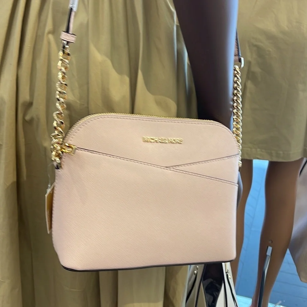 MICHAEL KORS Jet Set Travel Medium Dome Crossbody Bag Powder Blush 35F1GTVC6T